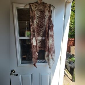 Brown and Cream Crochet Vest